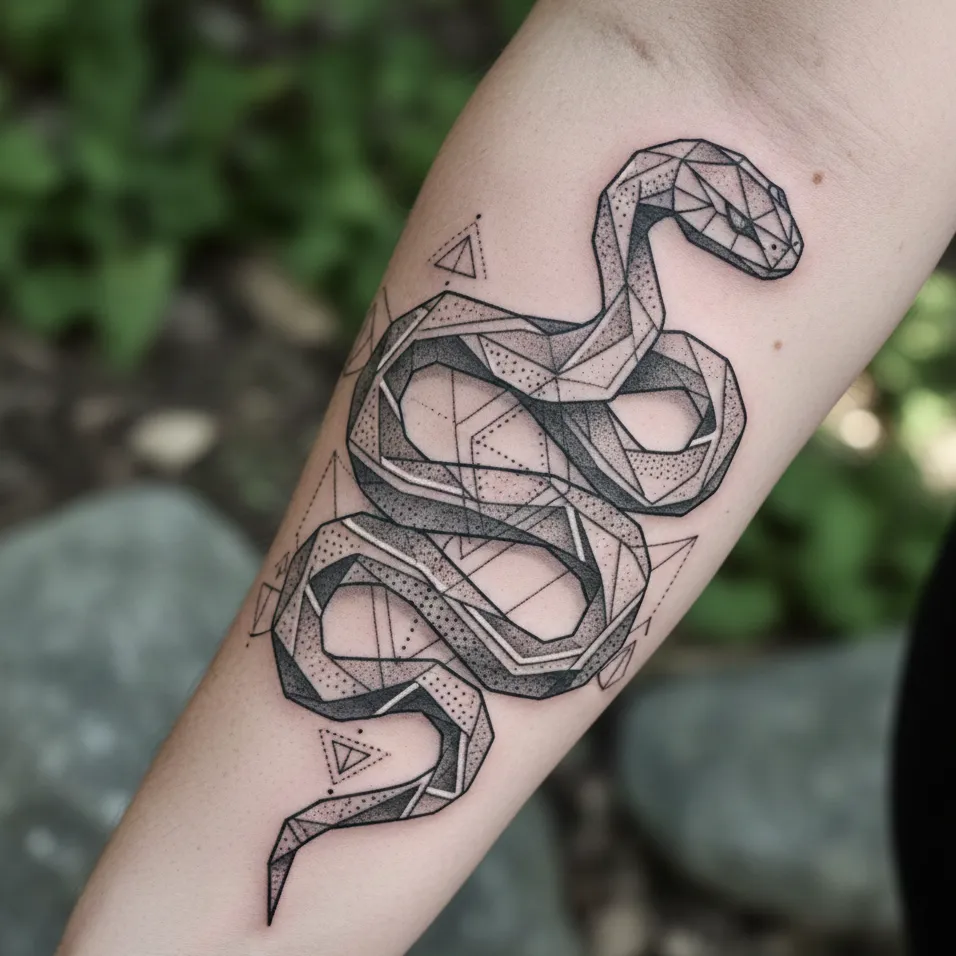 Geometric Snake Tattoo