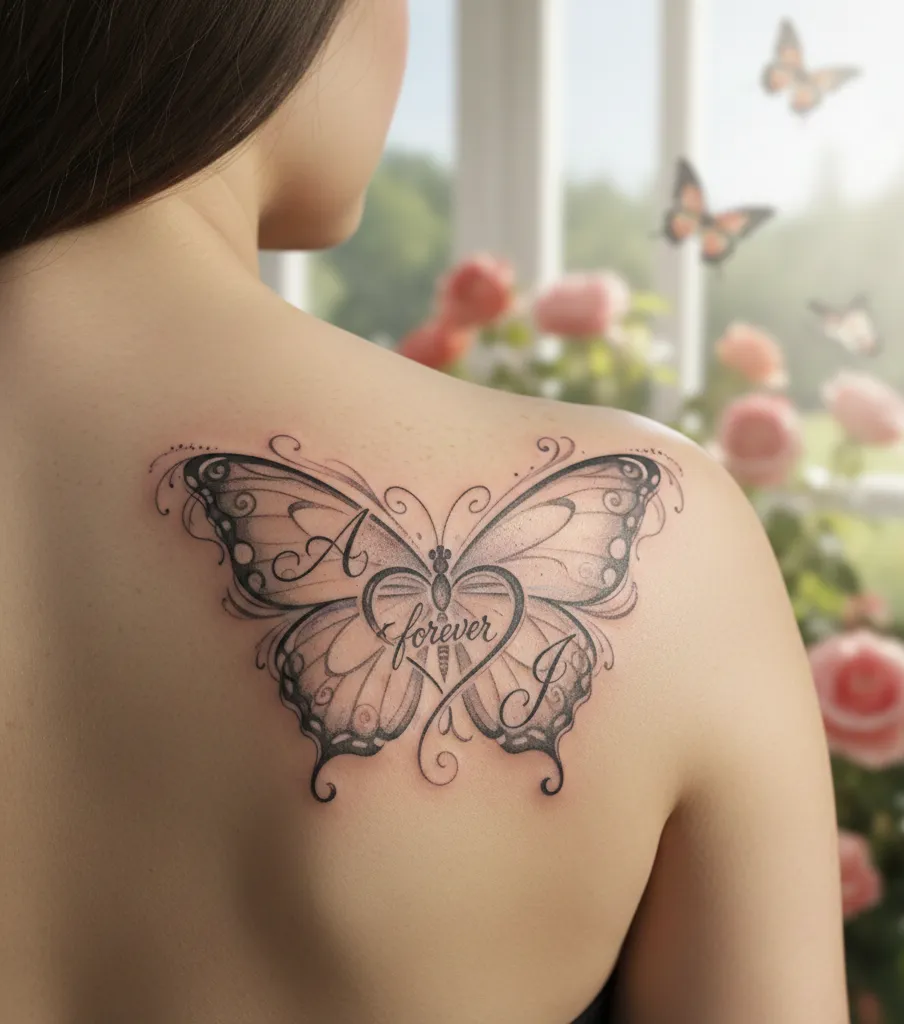 Intertwined Butterfly And Initials