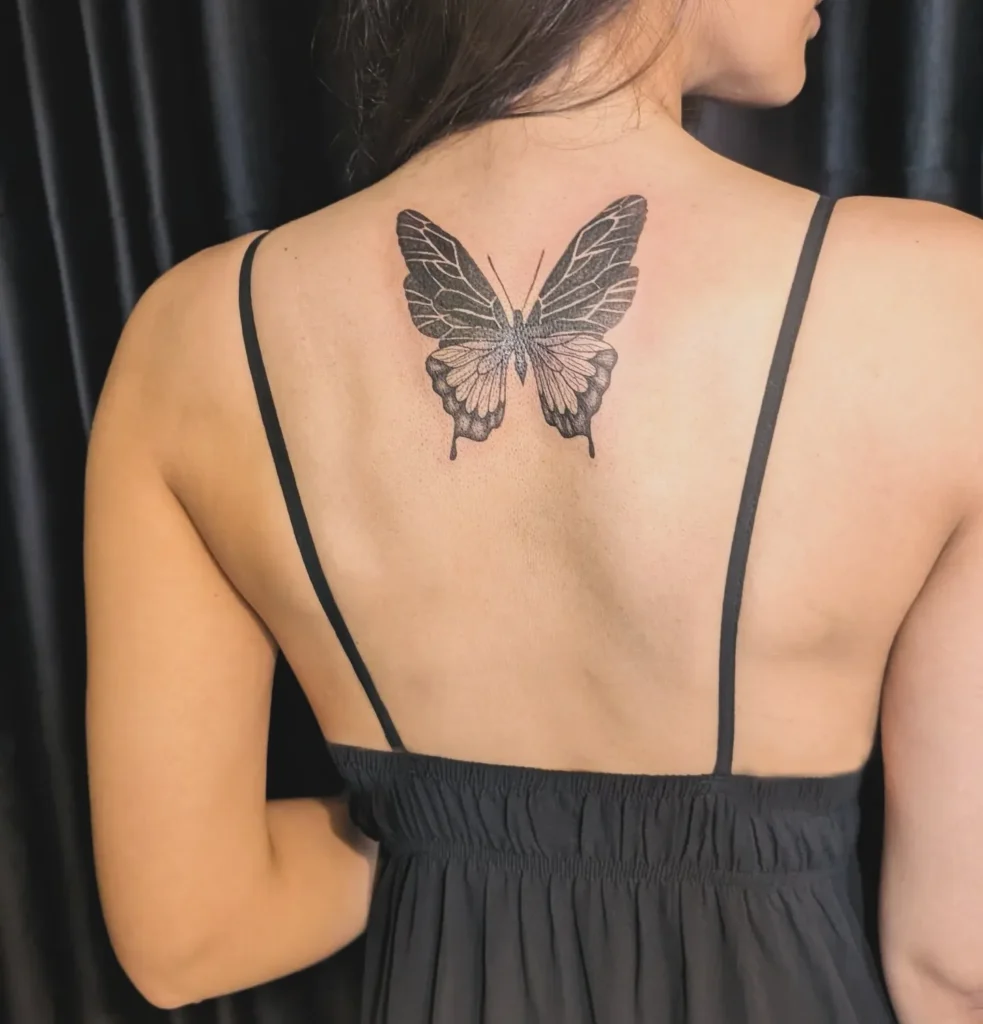 Large Upper Back Butterfly Tattoos
