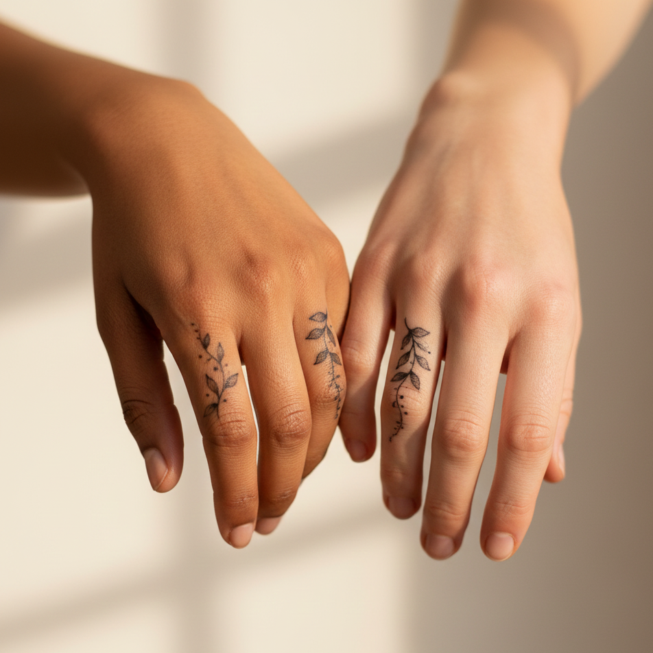 Leaf or Vine Finger Tattoo