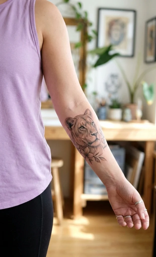 Lioness Portrait Tattoo