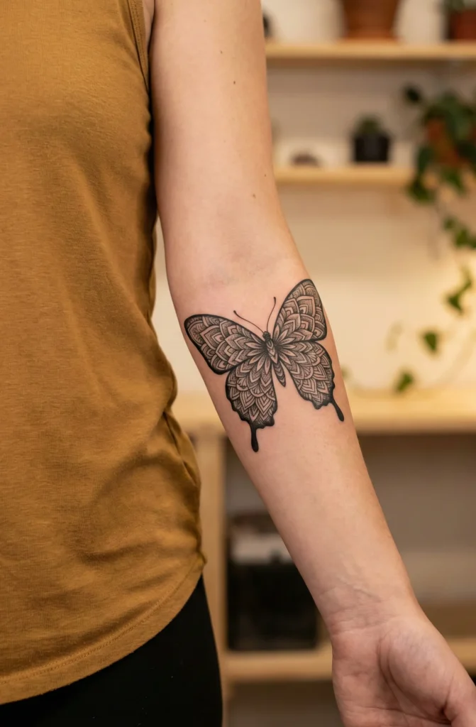 Mandala Black Butterfly