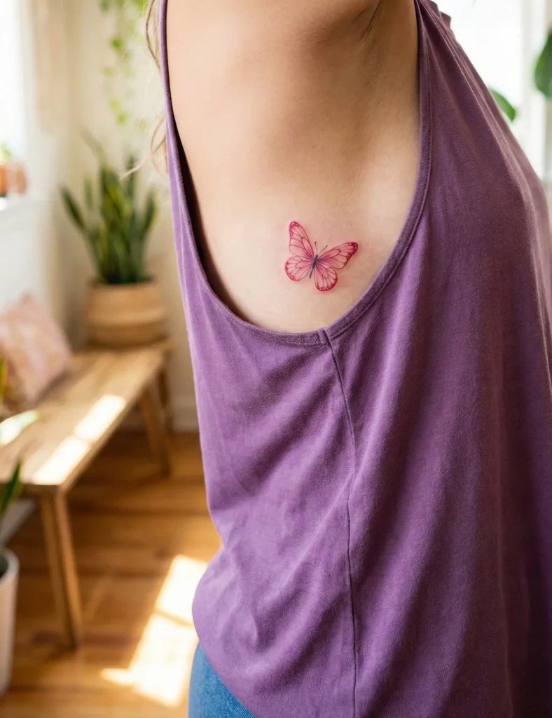 Minimal Butterfly Tattoo on Side Rib