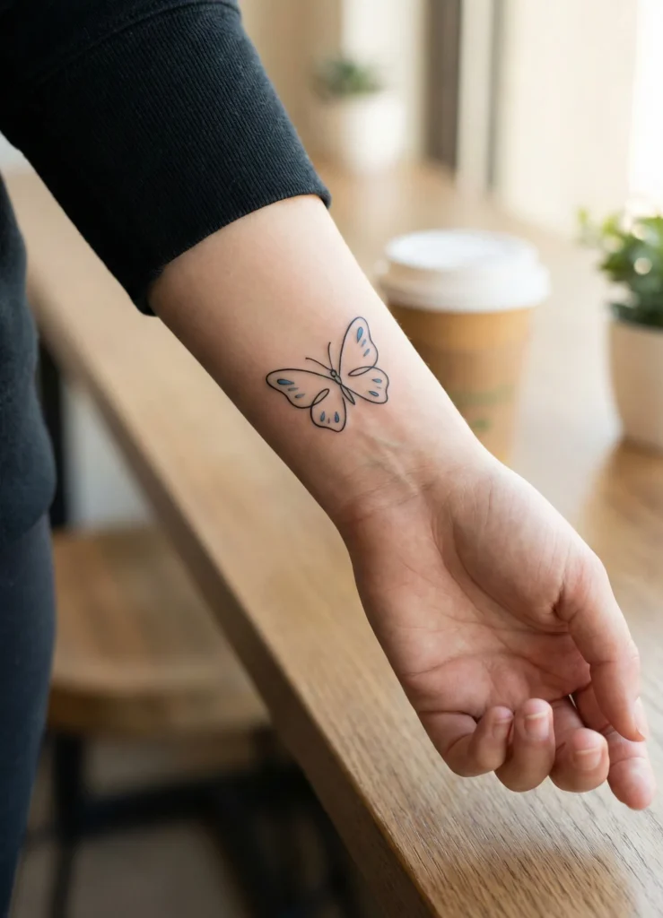 Minimal Butterfly Tattoo on Wrist