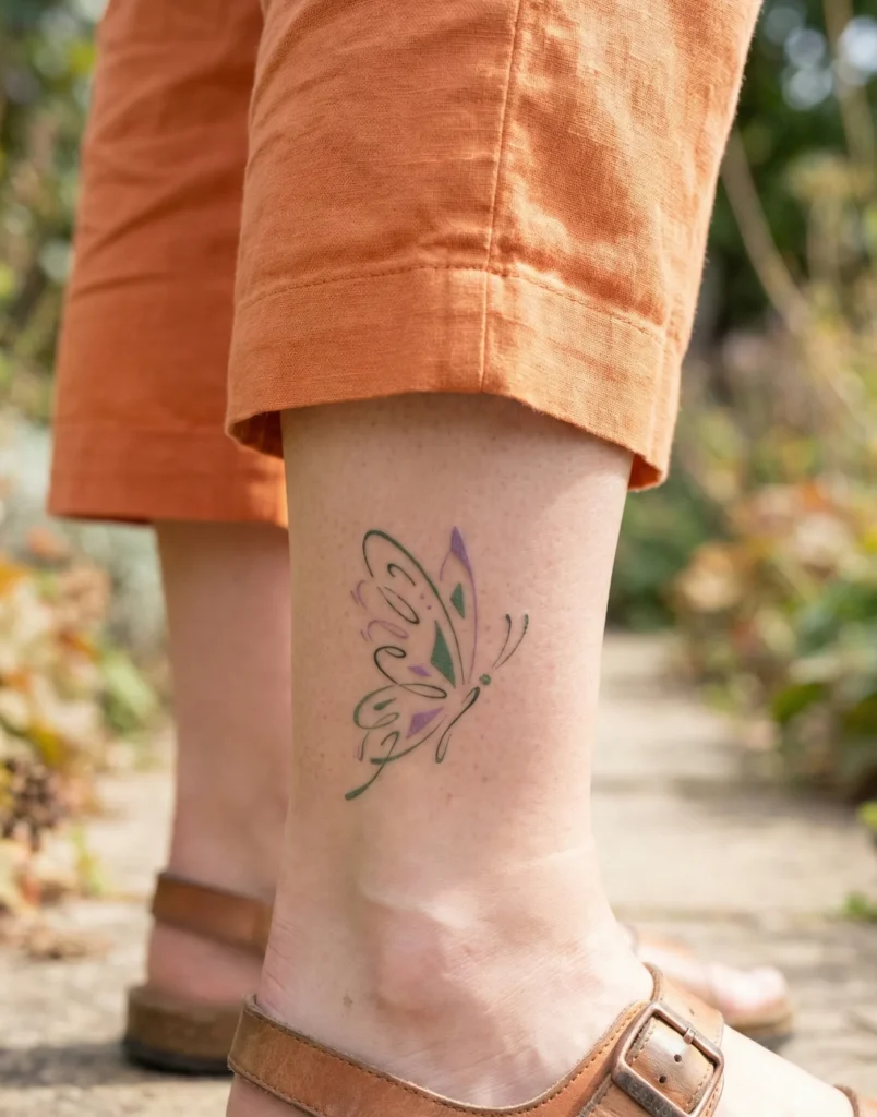Minimal Butterfly Tattoo with Abstract Wing