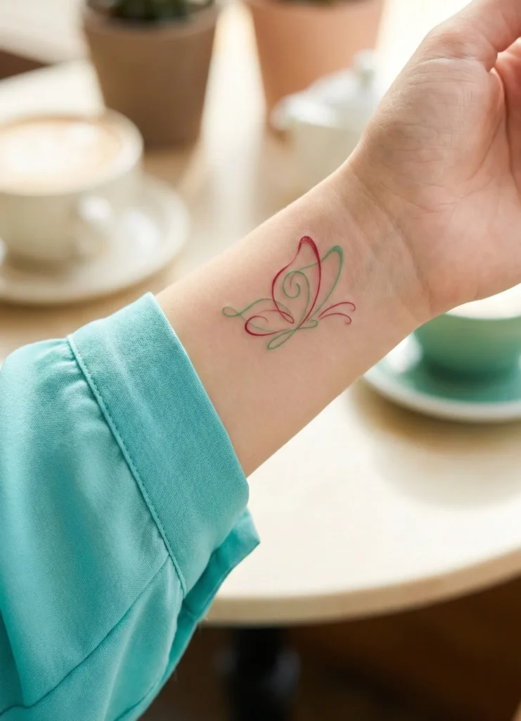 Minimal Butterfly Tattoo with Soft Curves