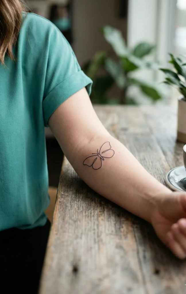 Minimalist Black Outline Butterfly