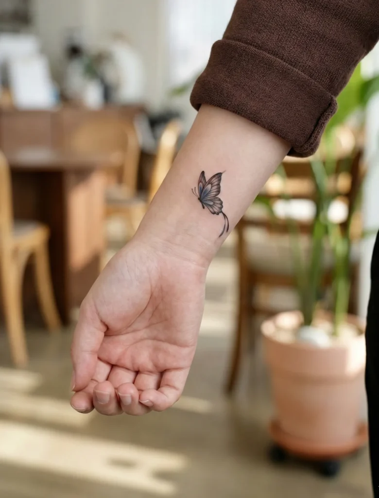 Minimalist Butterfly Tattoo Following Natural Curves