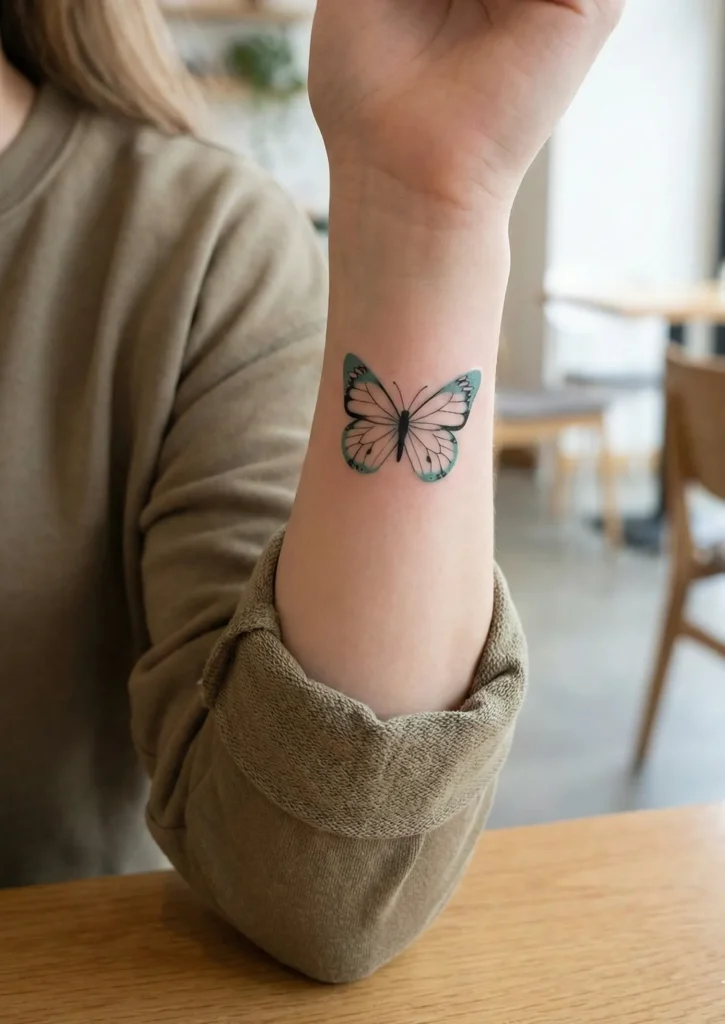 Minimalist Butterfly Tattoo with Negative Space Accent