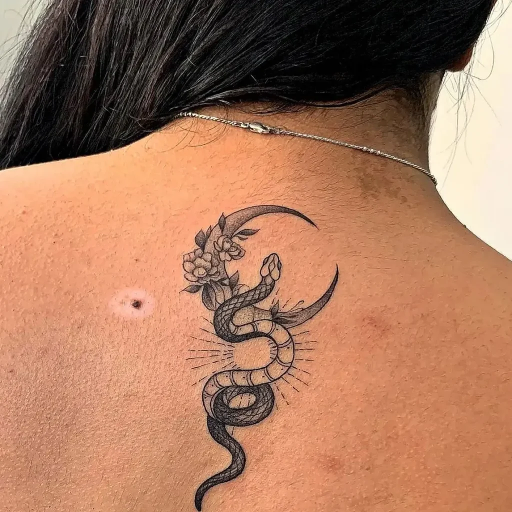 Moon & Snake Tattoo