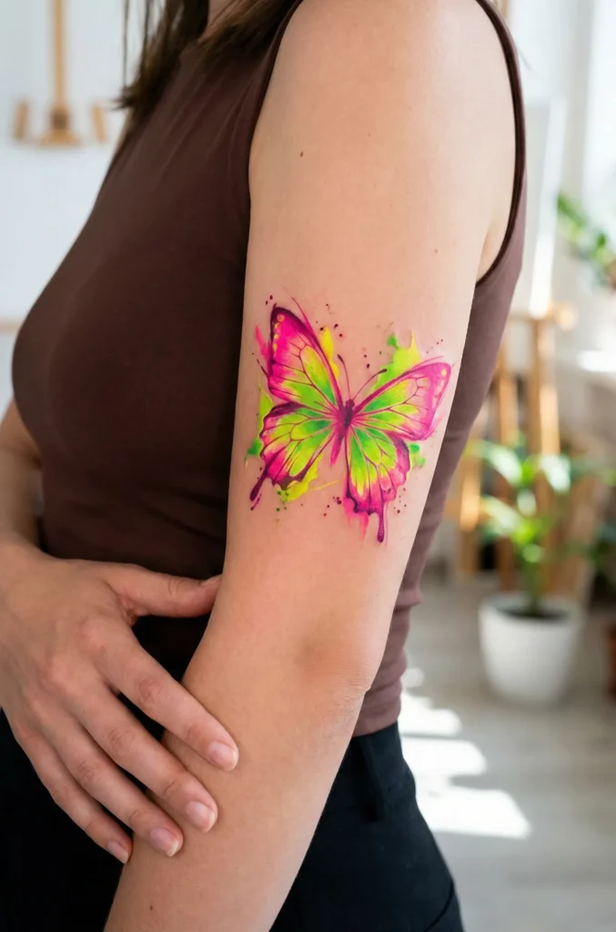 Neon / Vibrant Pop Watercolor Butterfly