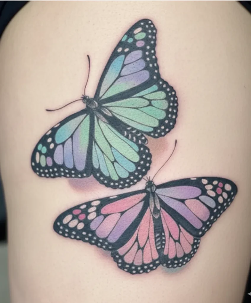 Pastel-Colored Butterfly Tattoos