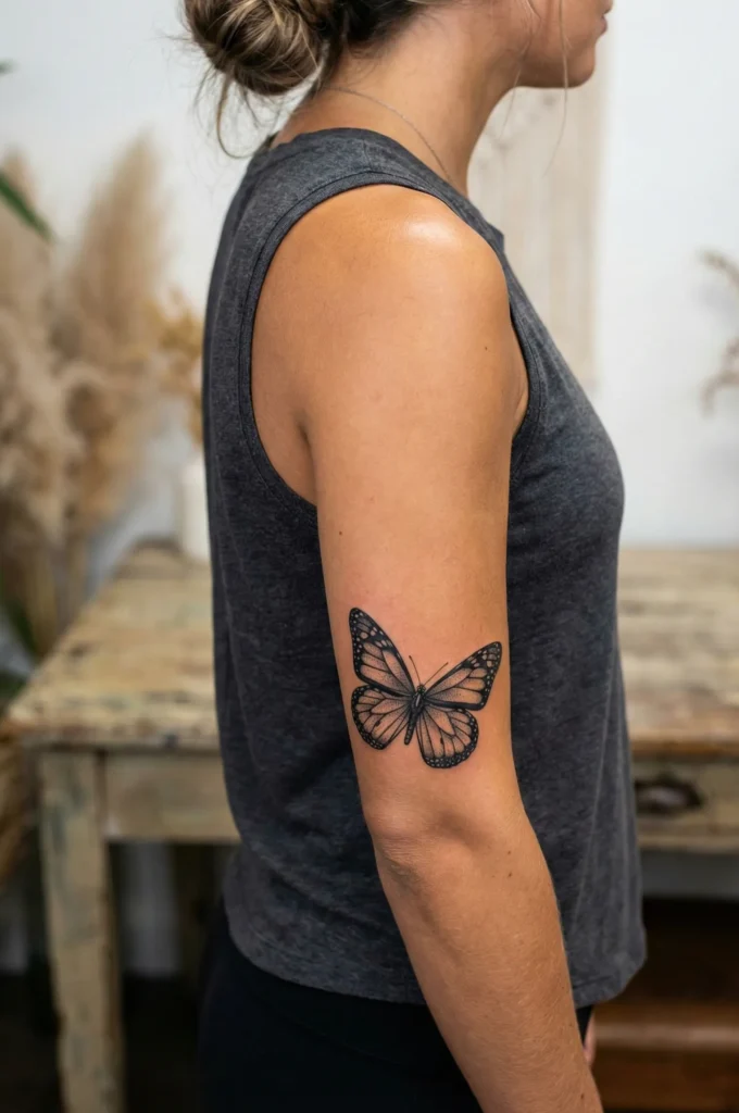 Realistic Black Ink Butterfly