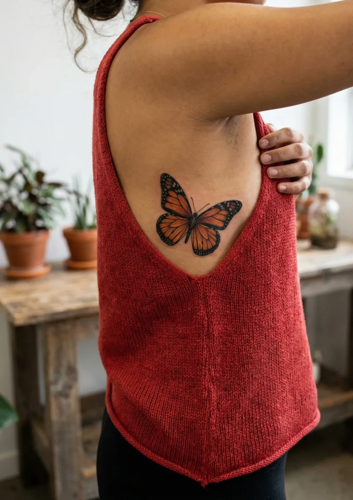 Realistic Butterfly Rib Tattoos