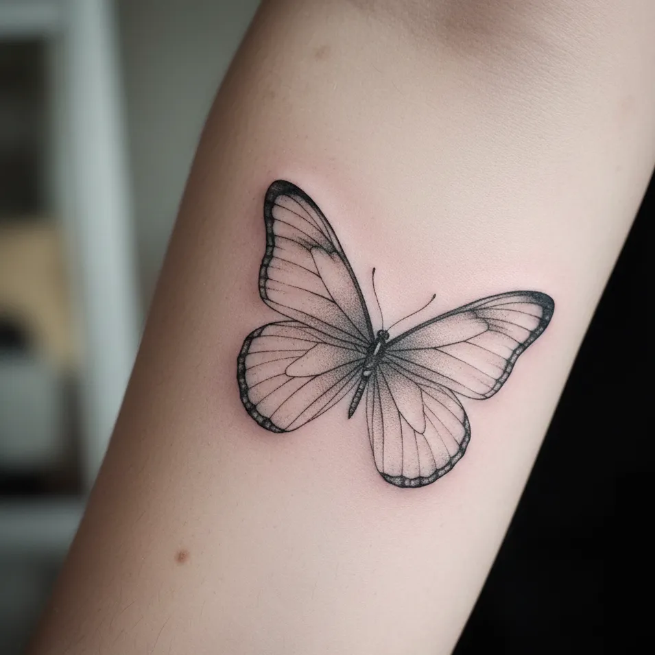 Shaded Fine Line Butterfly