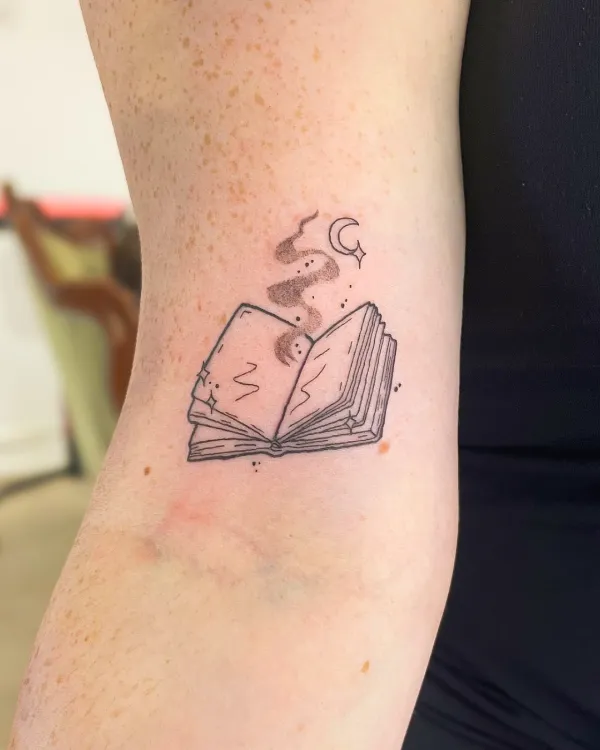 Small Book Outline Tattoo