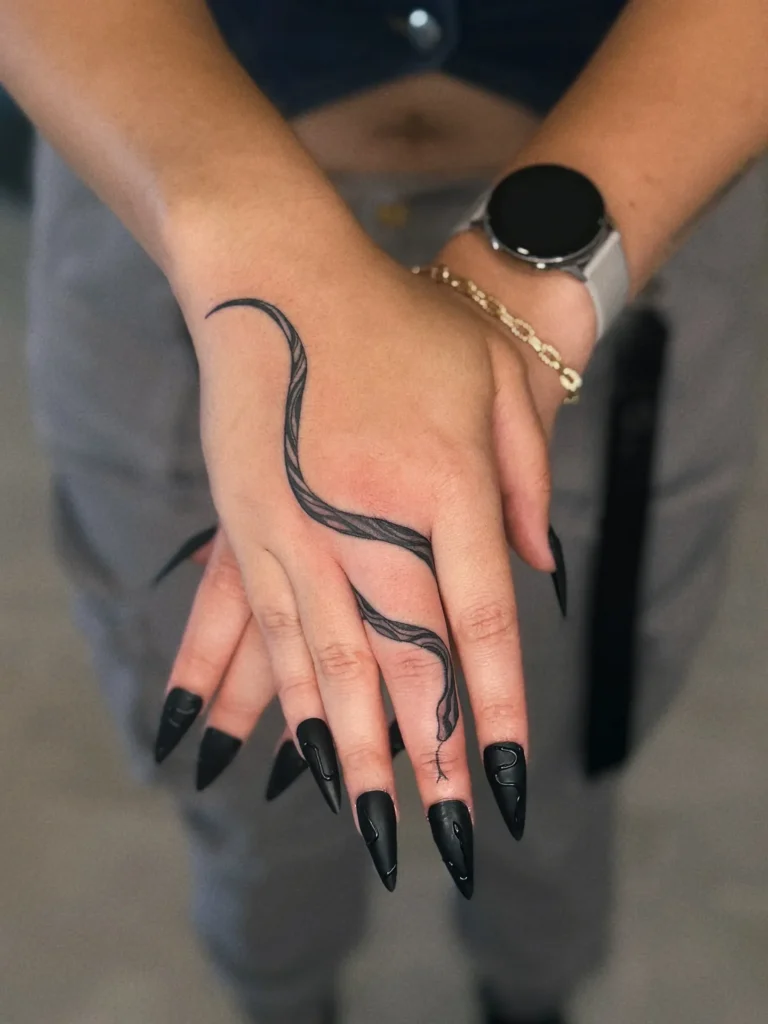 Snake Line Art Tattoo