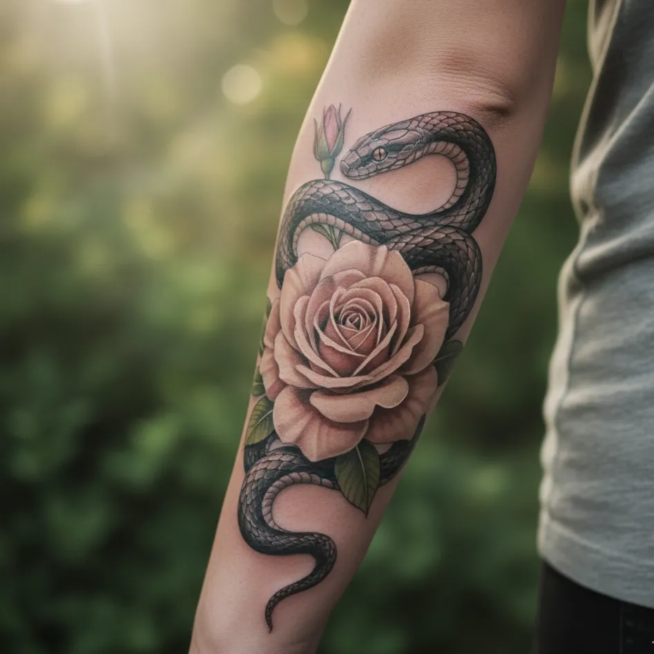 Snake Wrapped Around a Flower