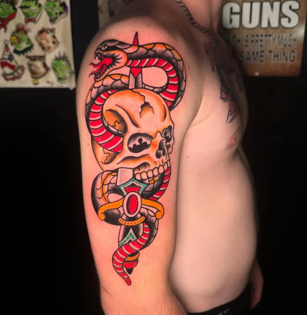 Snake and Skull Tattoo