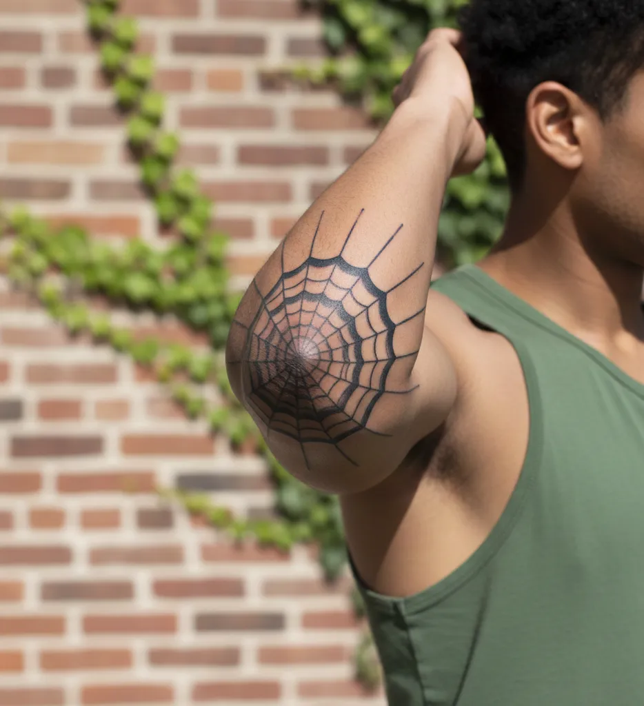 Spider Web Elbow Tattoo