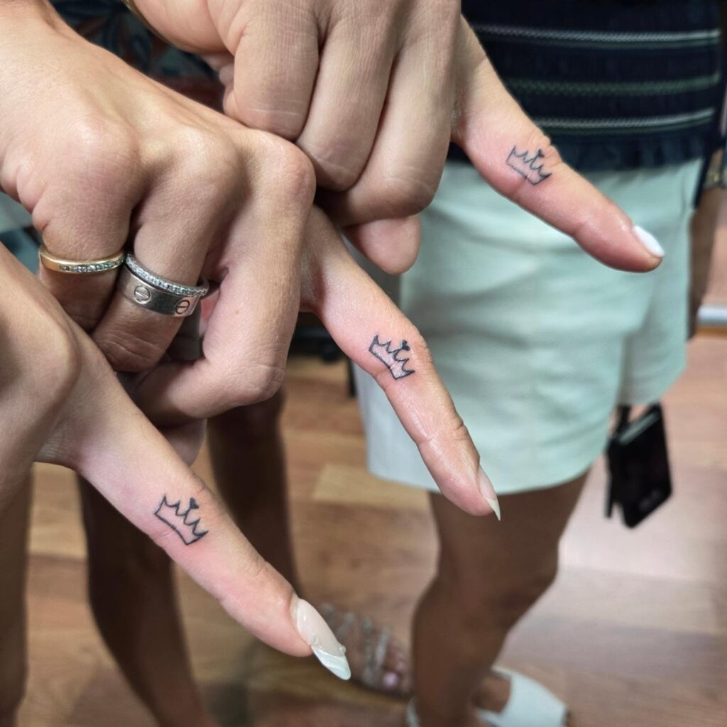 Tiny Crown Finger Tattoos