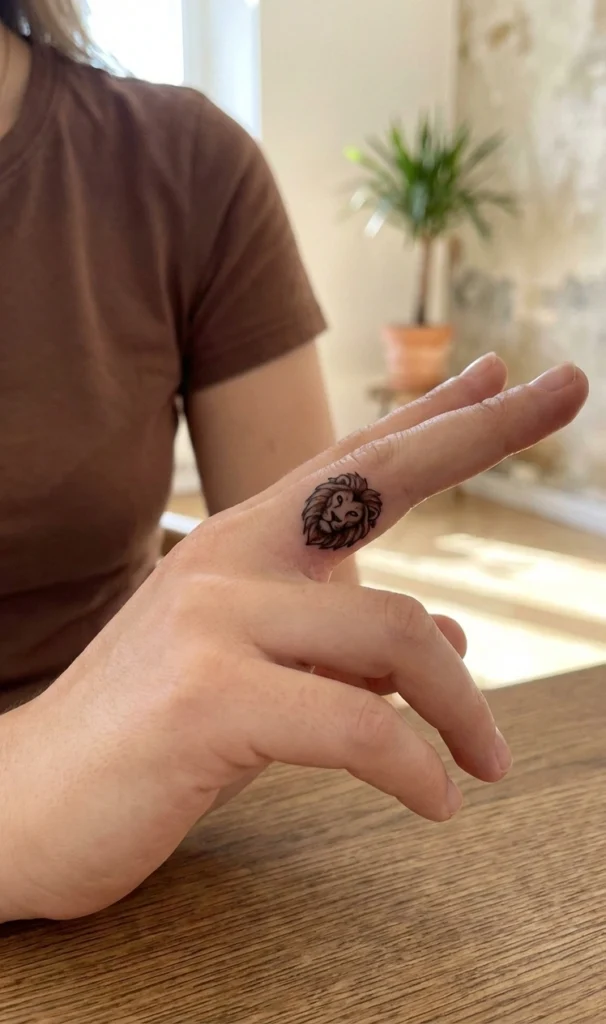 Tiny Lion Symbol Tattoo