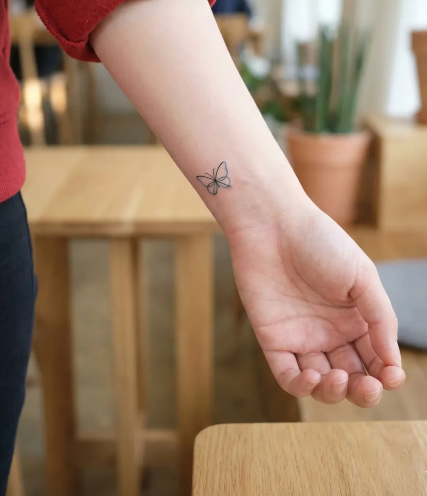 Tiny Minimal Butterfly Tattoo