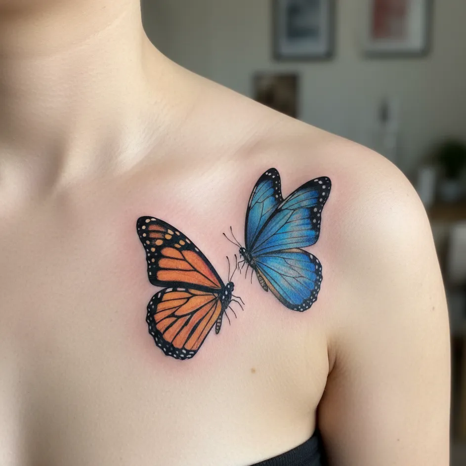 Two-Butterfly Pair Tattoo