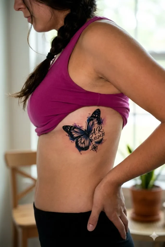 Unique Personalized Butterfly Rib Tattoos