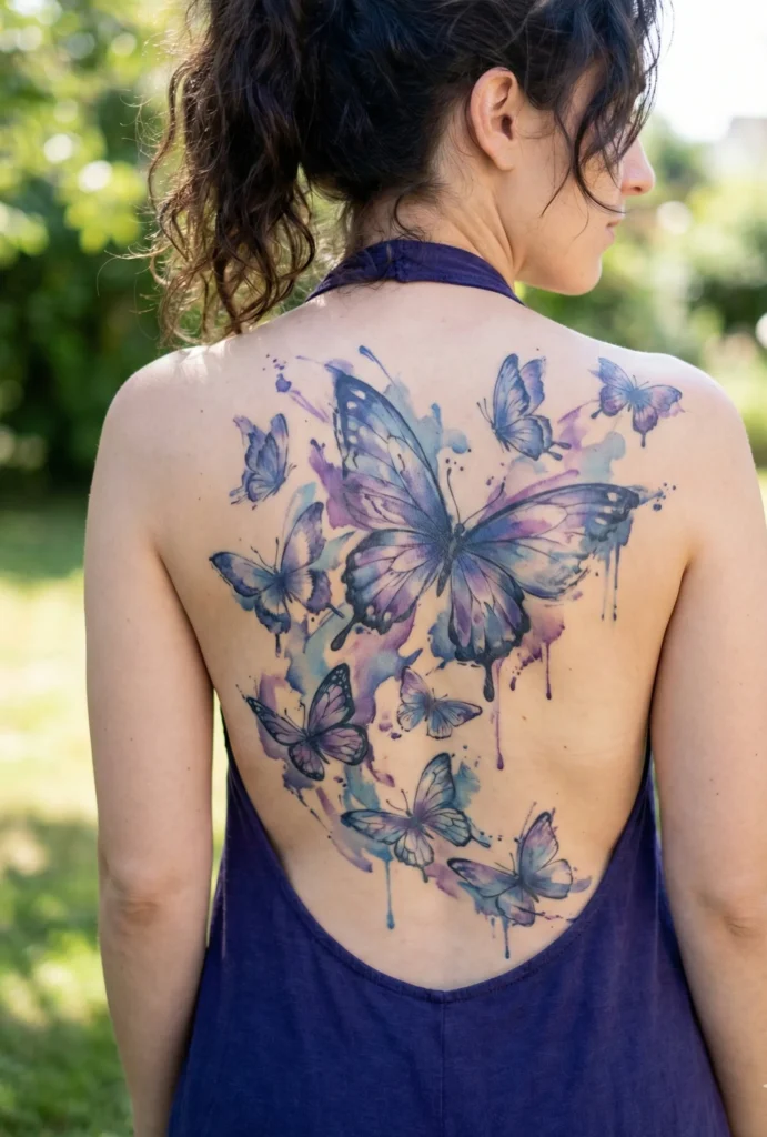 Watercolor Butterfly Sleeve / Large Back Design