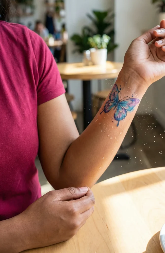 Watercolor Butterfly with Water Droplet Effect