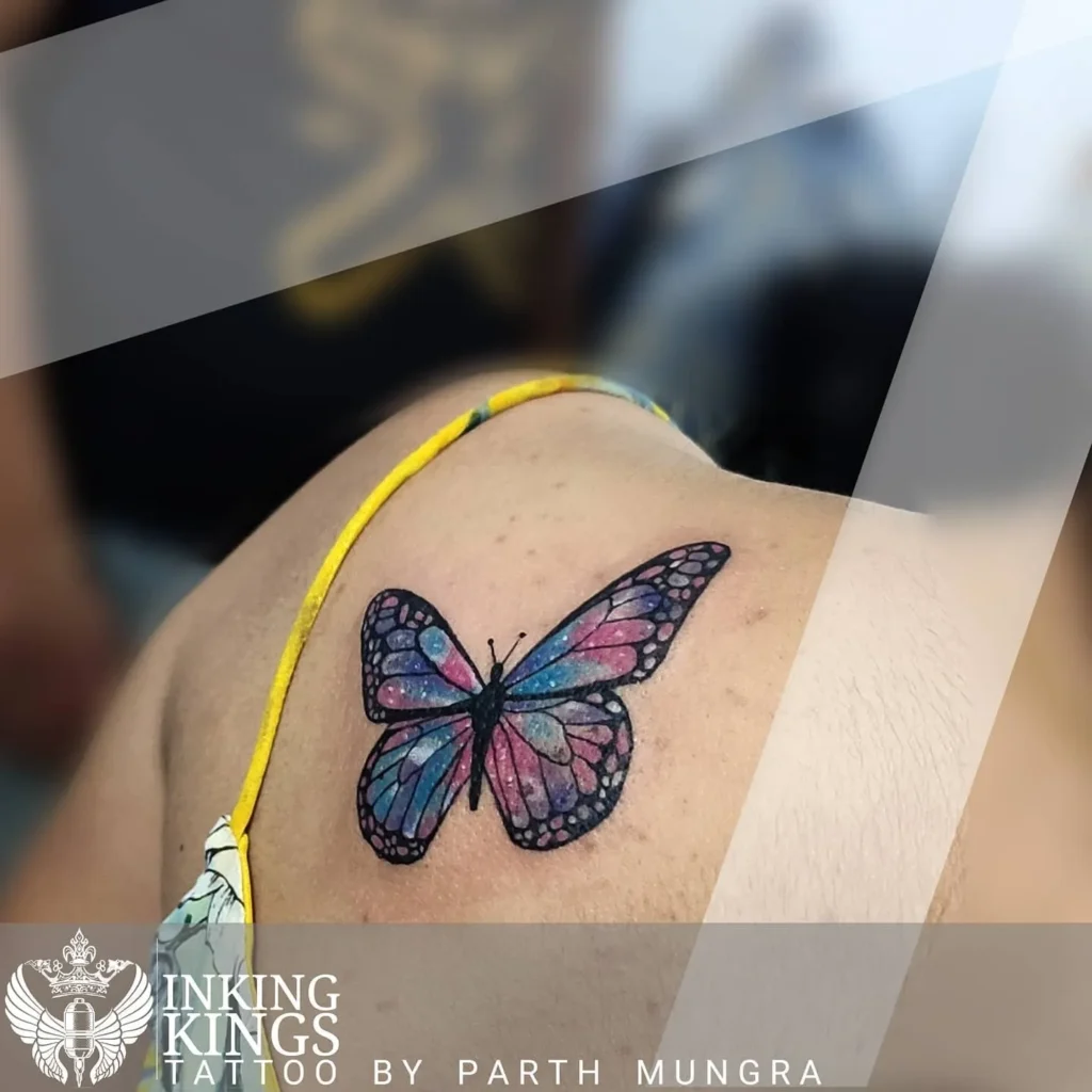 Watercolor Galaxy Butterfly Tattoos