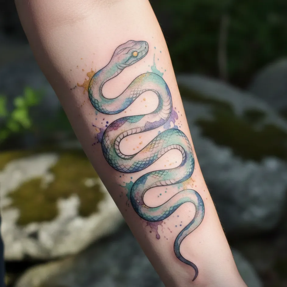 Watercolor Snake Tattoo