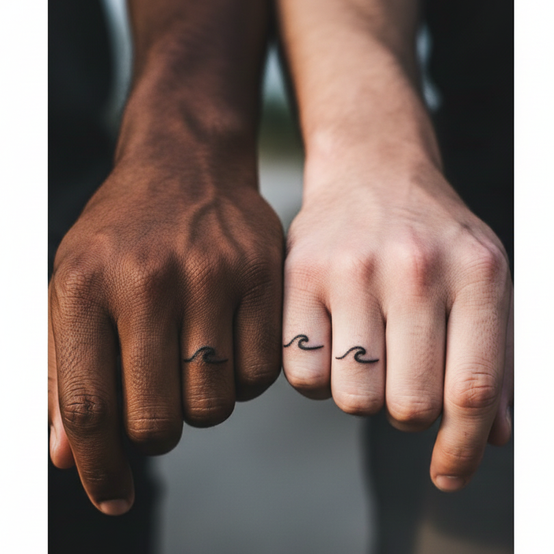 Wave Line Finger Tattoos