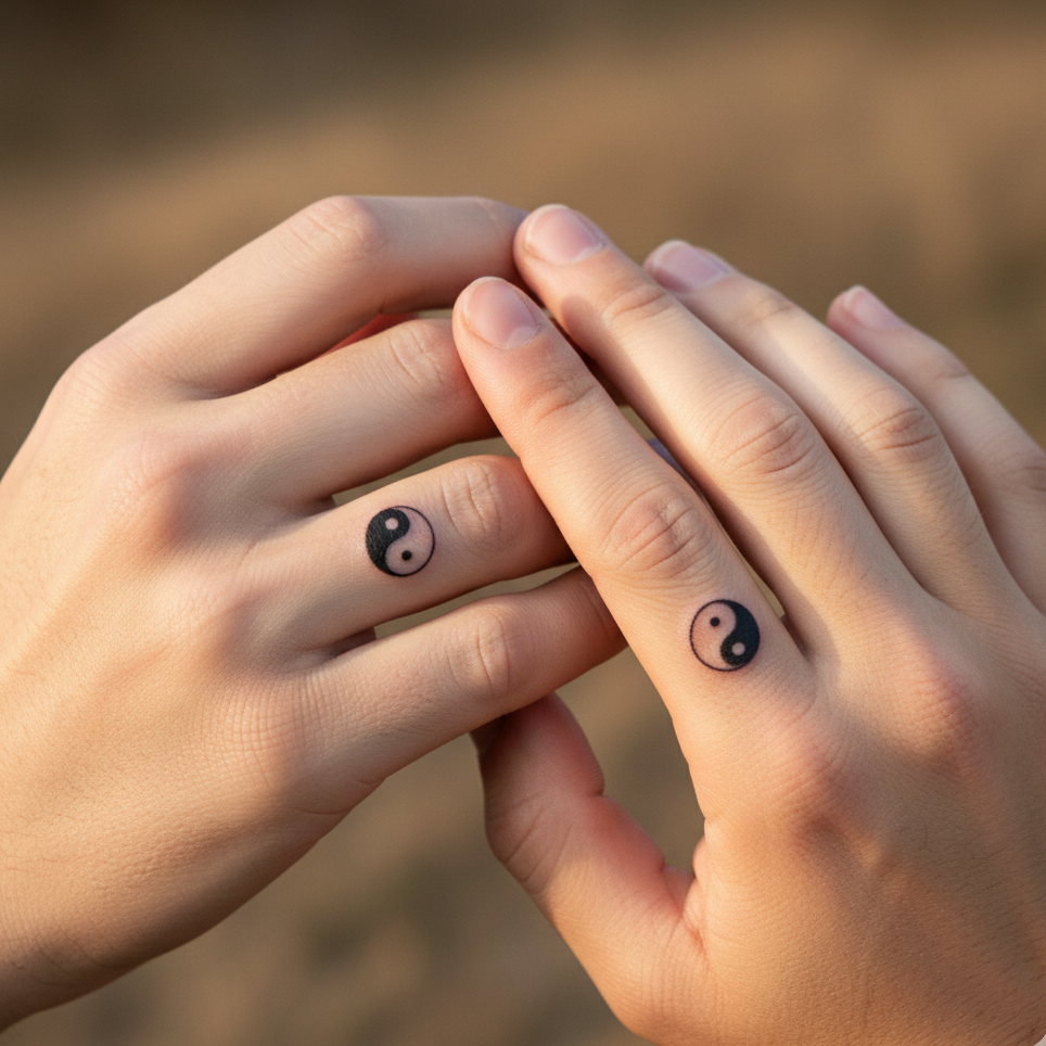 Yin Yang Finger Tattoo