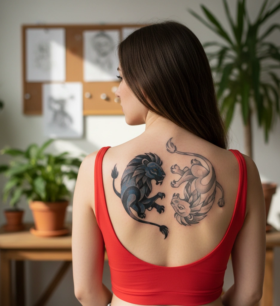 Yin-Yang Lion Tattoo