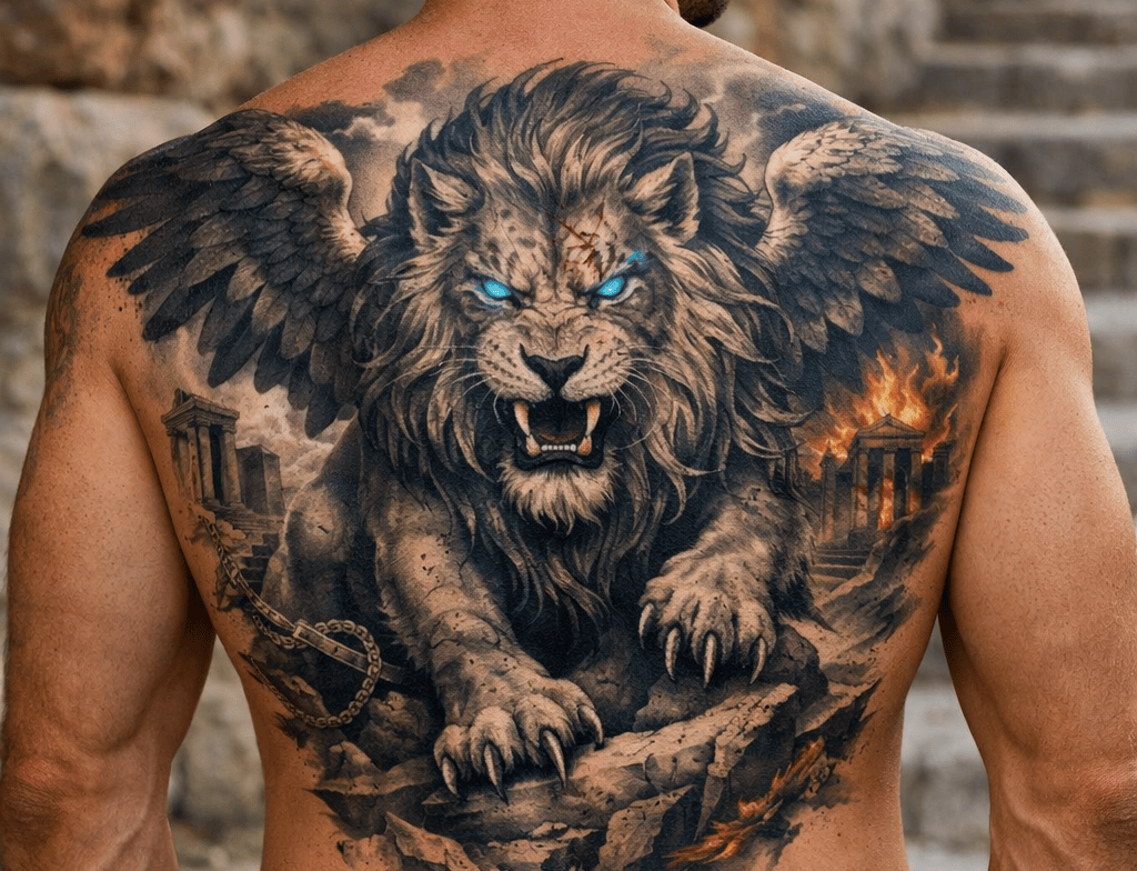 Back Lion Tattoos for Men
