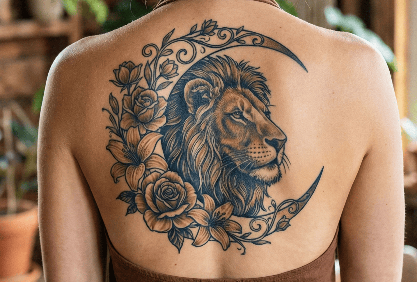 Back Lion Tattoos for Women