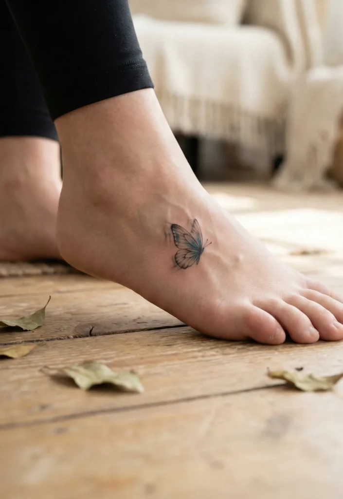 Butterfly Foot Tattoo with Subtle Motion