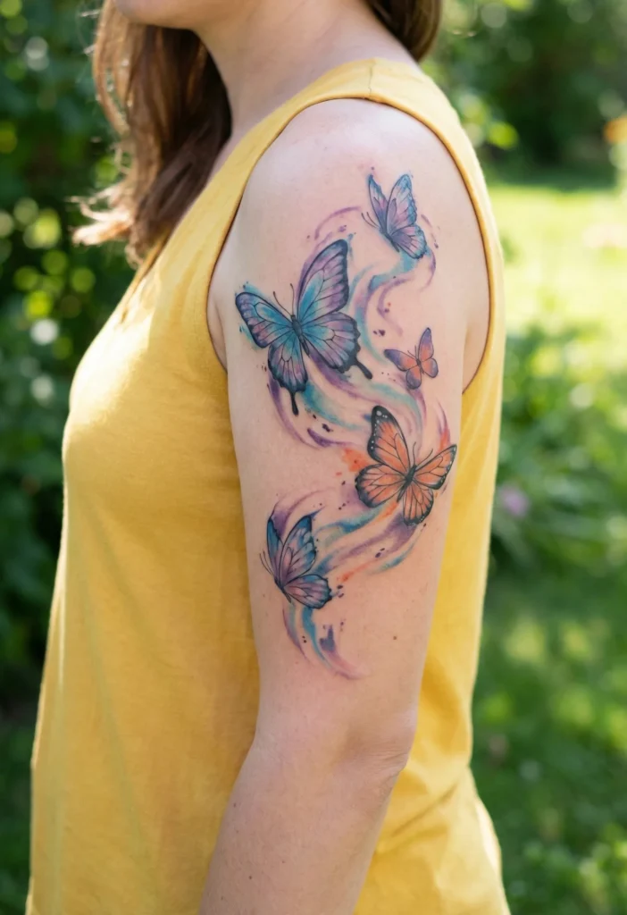 Butterfly Half Sleeve Tattoo with Butterflies in Motion