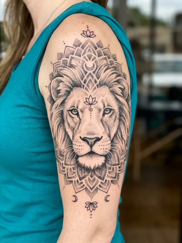 Dotwork Mandala Lion with Spiritual Vibes