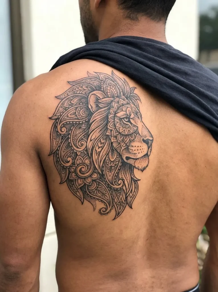 Elegant Mandala Lion with Paisley-Inspired Details