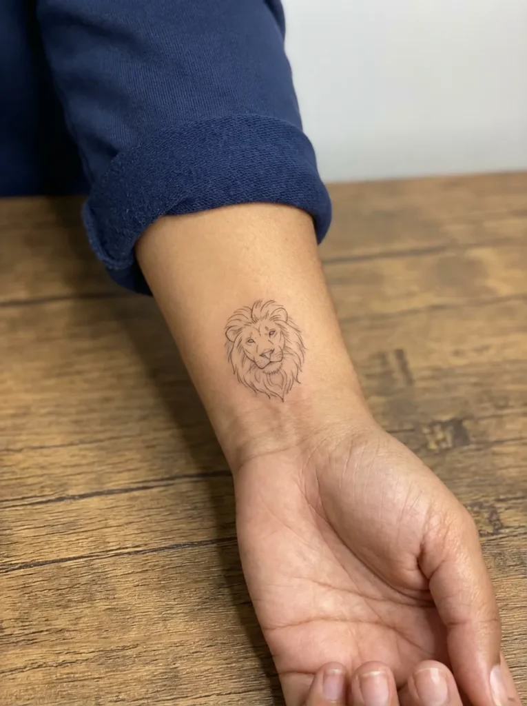 Fine-Line Lion Wrist Design