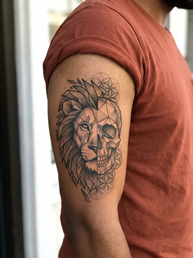Geometric Lion and Skull
