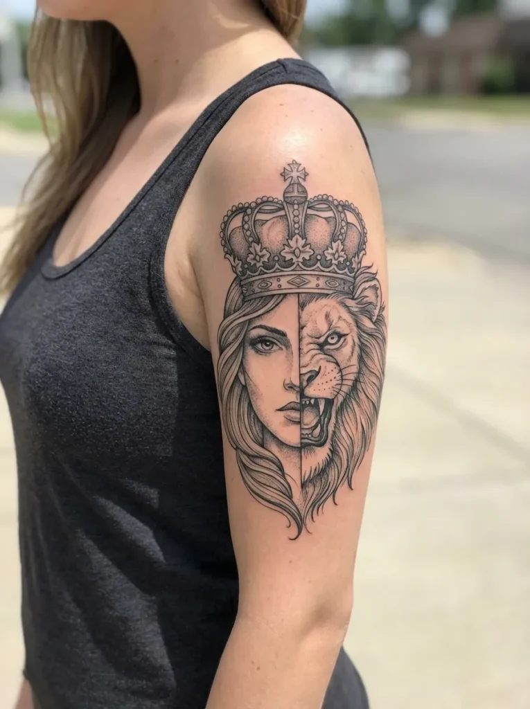 Half Lion Half Woman with Crown Detail