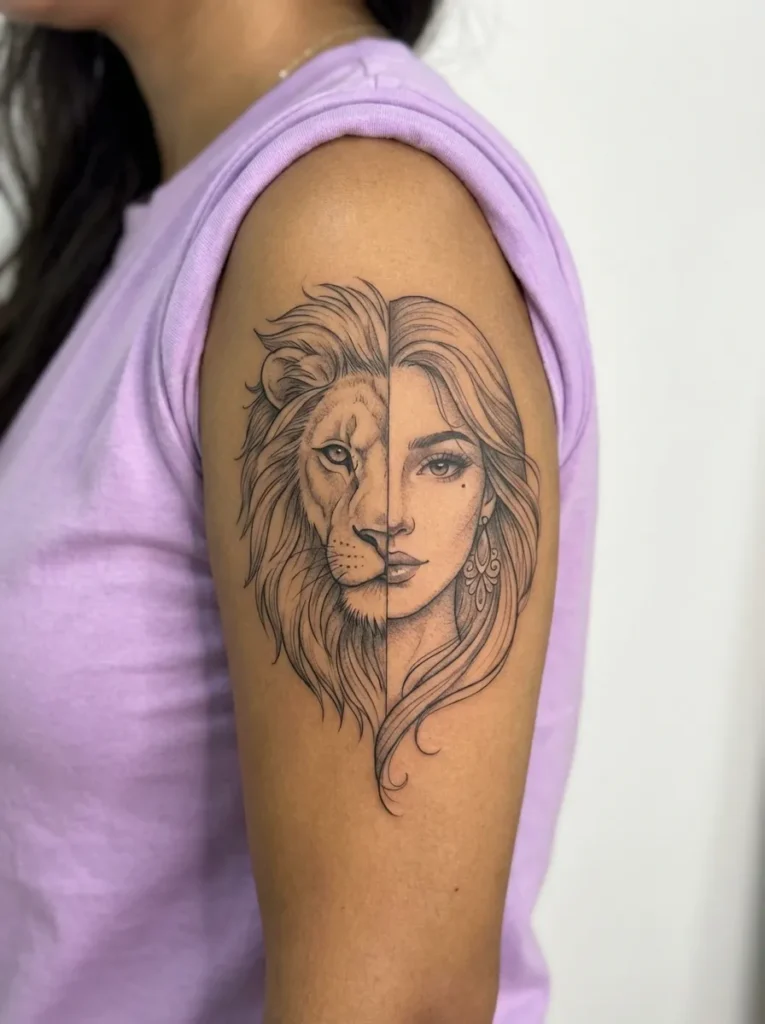 Half Lion Half Woman with Soft Feminine Details