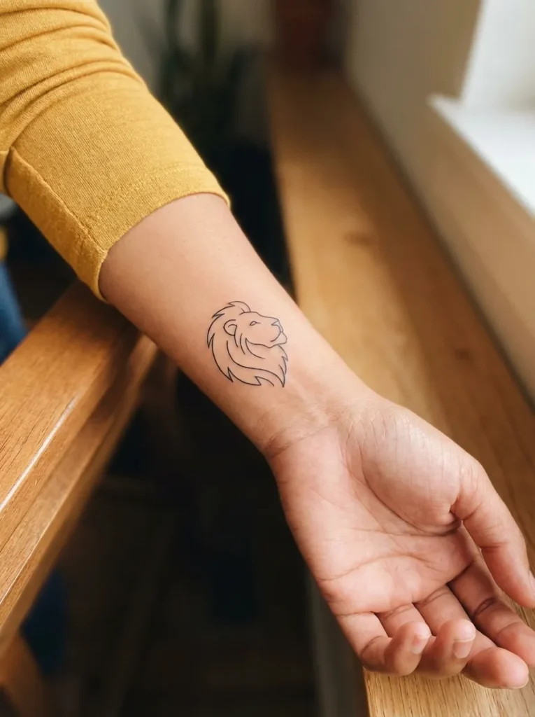 Inner Wrist Lion Tattoo with Clean Linework