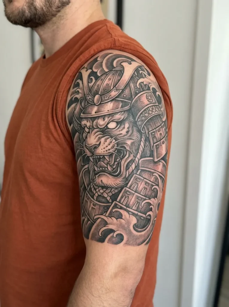 Japanese Lion with Samurai Armor Detail