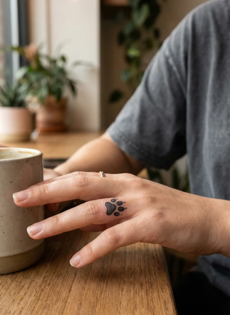 Lion Paw Print Finger Tattoo