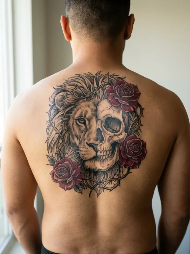 Lion & Rose Skull